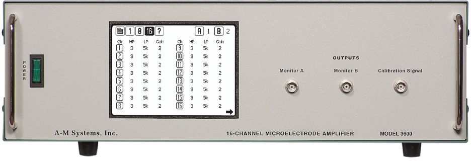 Model 3600 16-Channel Extracellular Amplifier with Headstage