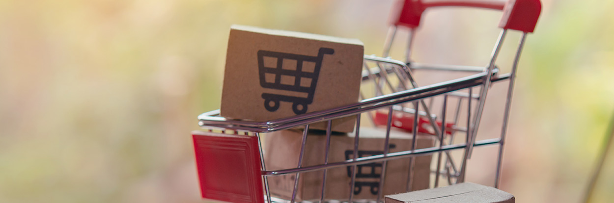 shopping cart with product boxes